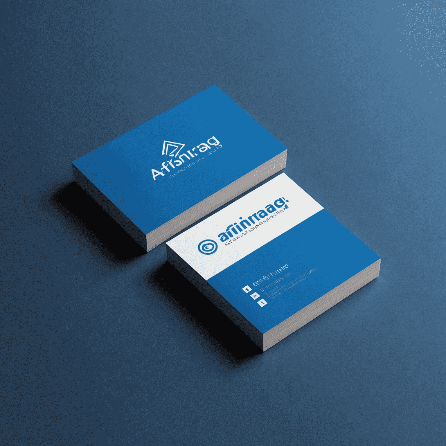 afsinrag_ltd Logo - Ein modernes, stilisiertes Design mit dem Firmennamen in weißer Schrift auf elektrisch blauem Hintergrund, das Professionalität und Innovation im Bereich der Geschäftskarten symbolisiert