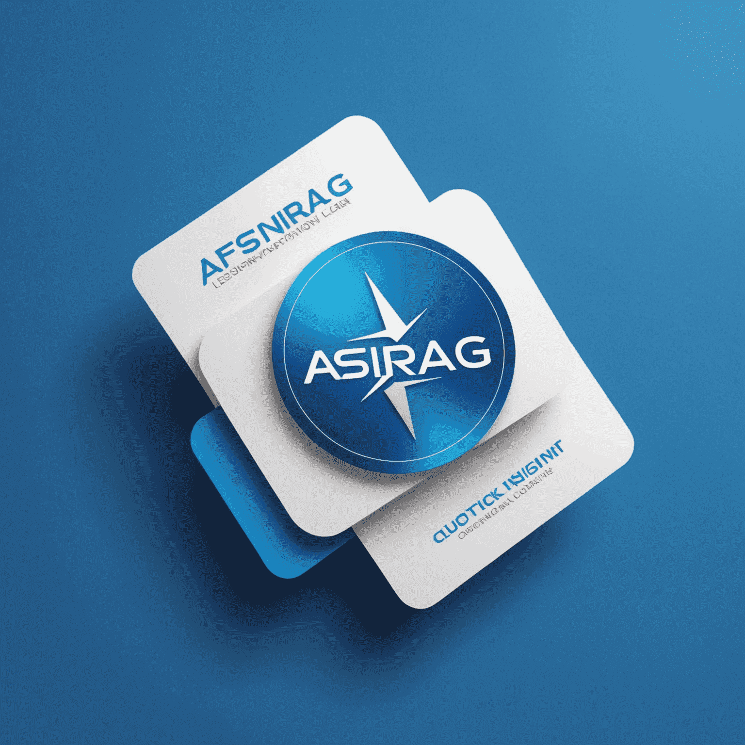 afsinrag_ltd Logo - Ein modernes, stilisiertes Design mit dem Firmennamen in weißer Schrift auf elektrisch blauem Hintergrund, das Professionalität und Innovation im Bereich der Geschäftskarten symbolisiert