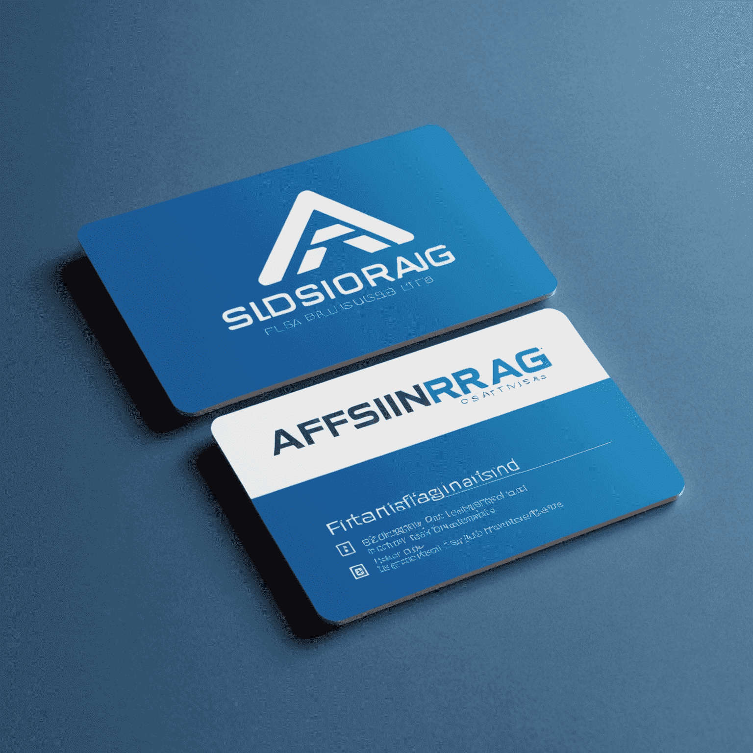 afsinrag_ltd Logo - Ein modernes, stilisiertes Design mit dem Firmennamen in weißer Schrift auf elektrisch blauem Hintergrund, das Professionalität und Innovation im Bereich der Geschäftskarten symbolisiert