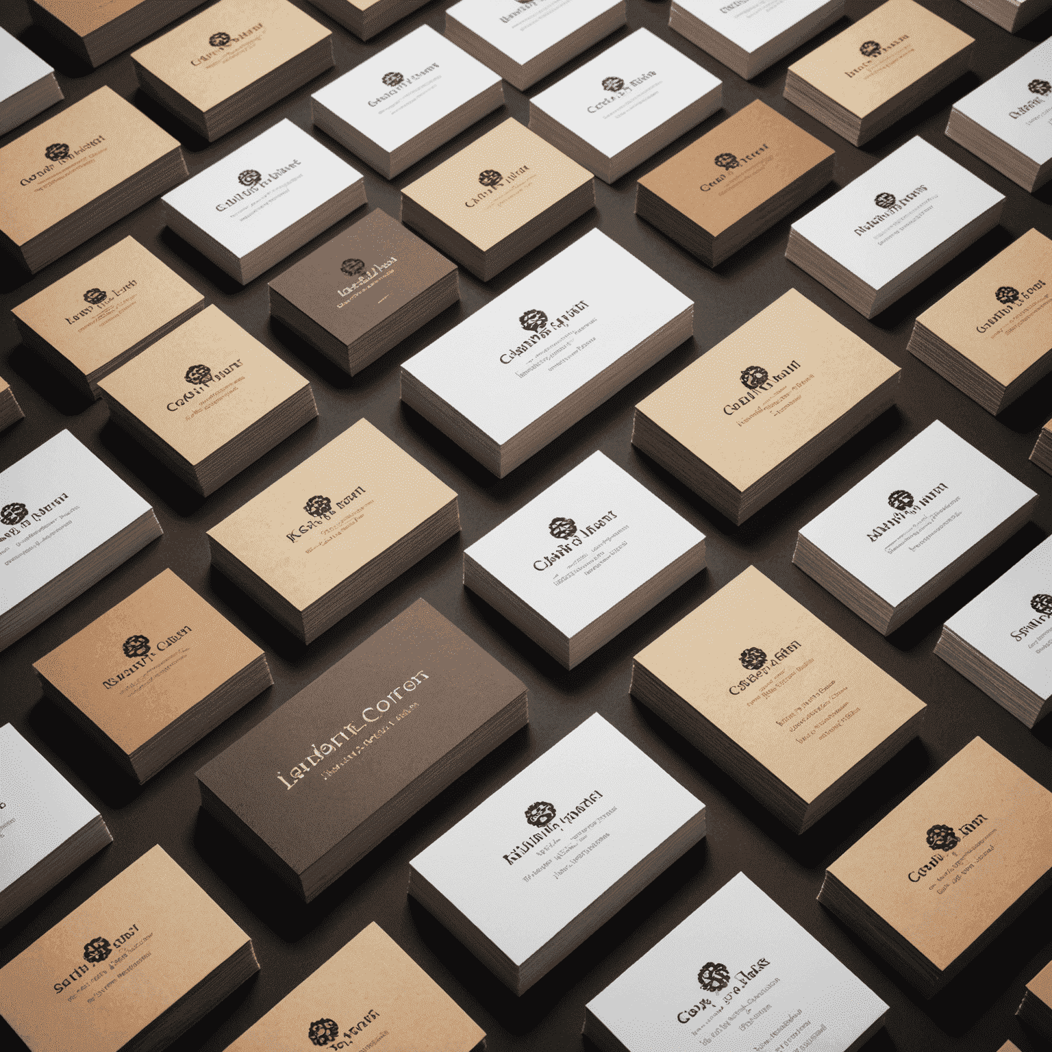 Stapel von personalisierten Visitenkarten in verschiedenen Designs für Großbestellungen