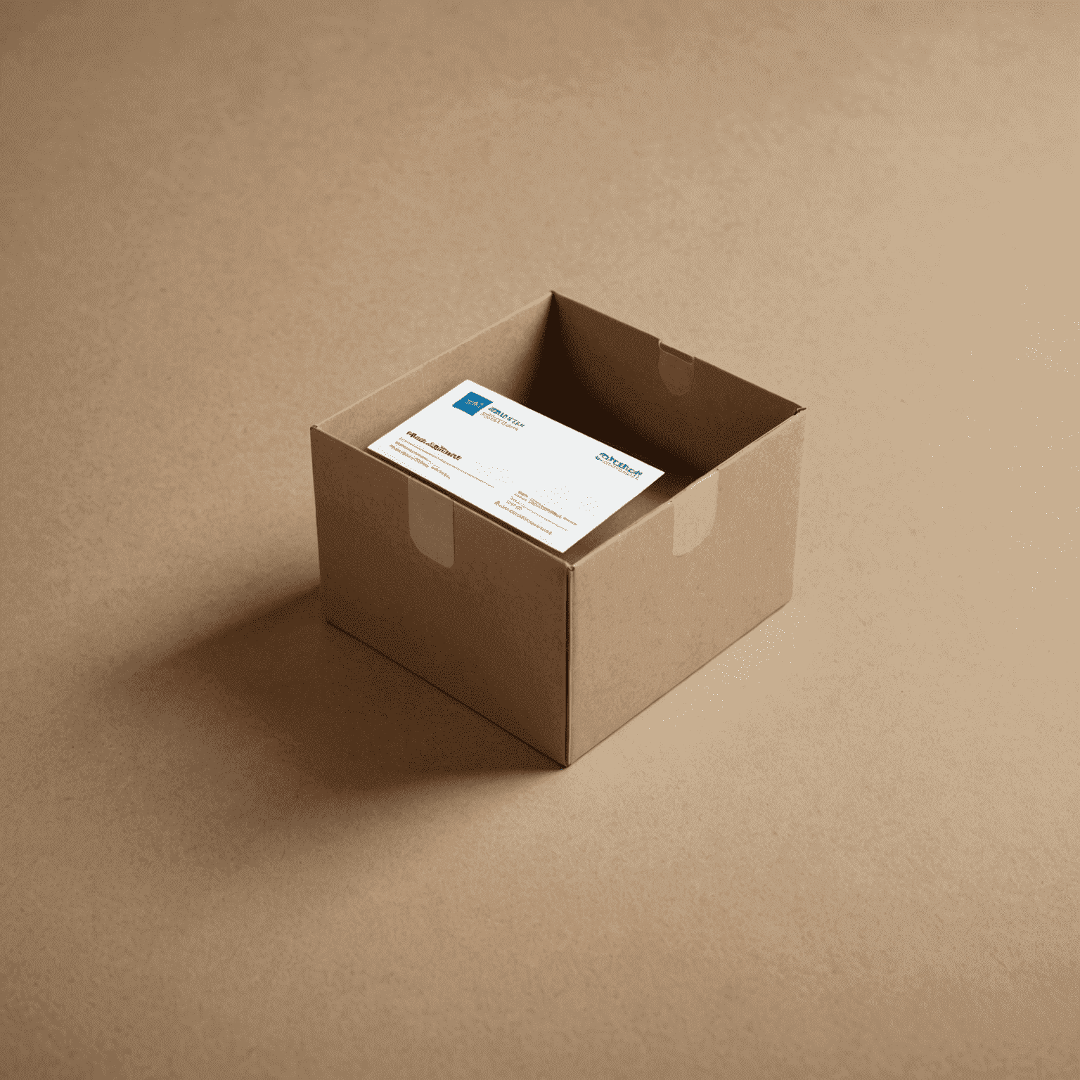 Ein Kurier liefert eilig ein Paket mit frisch gedruckten Geschäftskarten